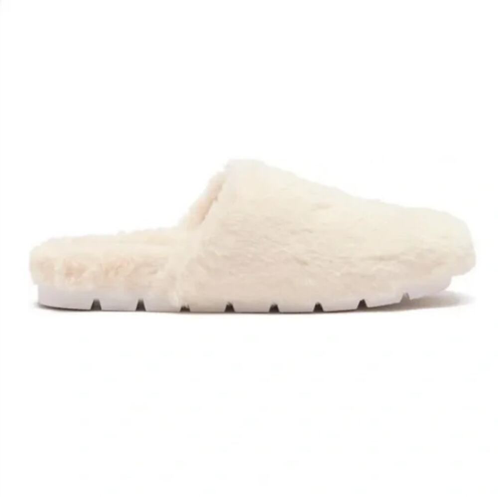 New J/SLIDES NYC Women's Cream Sleepy Faux Fur Slide Slipper Size 6